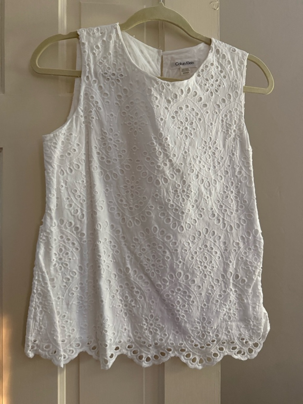 Calvin Klein White Eyelet Sleeveless top size S